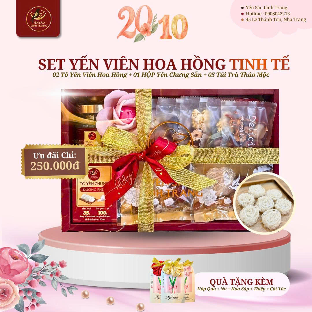 Sét yến viên hoa hồng tinh tế