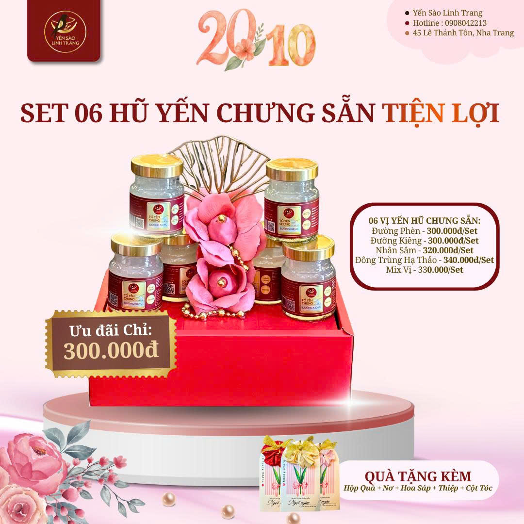 Sét 6 hũ yến chưng sẵn tiện lợi
